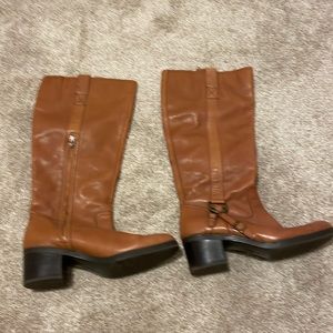 Ralph Lauren Knee High Congac Leather 2” Riding Boots 9.5